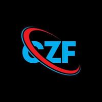 czf-logo. czf brief. czf brief logo ontwerp. initialen czf-logo gekoppeld aan cirkel en monogram-logo in hoofdletters. czf typografie voor technologie, zaken en onroerend goed merk. vector