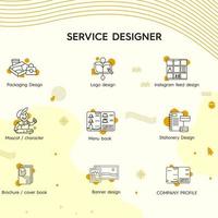 service designer monoline pictogrammen vector