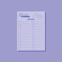 mama planner blauw schema a4 vector