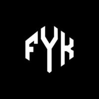 fyk letter logo-ontwerp met veelhoekvorm. fyk veelhoek en kubusvorm logo-ontwerp. fyk zeshoek vector logo sjabloon witte en zwarte kleuren. fyk-monogram, bedrijfs- en onroerendgoedlogo.