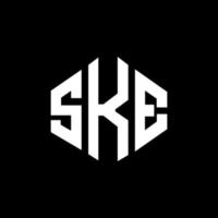 ske letter logo-ontwerp met veelhoekvorm. ske veelhoek en kubusvorm logo-ontwerp. ske zeshoek vector logo sjabloon witte en zwarte kleuren. ske-monogram, bedrijfs- en onroerendgoedlogo.