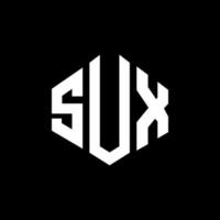 sux letter logo-ontwerp met veelhoekvorm. sux veelhoek en kubusvorm logo-ontwerp. sux zeshoek vector logo sjabloon witte en zwarte kleuren. sux-monogram, bedrijfs- en onroerendgoedlogo.