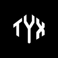 tyx letter logo-ontwerp met veelhoekvorm. tyx veelhoek en kubusvorm logo-ontwerp. tyx zeshoek vector logo sjabloon witte en zwarte kleuren. tyx-monogram, bedrijfs- en onroerendgoedlogo.