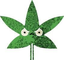retro illustratie stijl cartoon marihuanablad vector