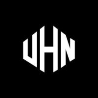 uhn letter logo-ontwerp met veelhoekvorm. uhn veelhoek en kubusvorm logo-ontwerp. uhn zeshoek vector logo sjabloon witte en zwarte kleuren. uhn-monogram, bedrijfs- en onroerendgoedlogo.