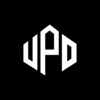 upo letter logo-ontwerp met veelhoekvorm. upo veelhoek en kubusvorm logo-ontwerp. upo zeshoek vector logo sjabloon witte en zwarte kleuren. upo monogram, business en onroerend goed logo.