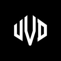 uvd-letterlogo-ontwerp met veelhoekvorm. uvd veelhoek en kubusvorm logo-ontwerp. uvd zeshoek vector logo sjabloon witte en zwarte kleuren. uvd-monogram, bedrijfs- en onroerendgoedlogo.