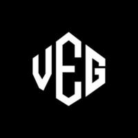 veg letter logo-ontwerp met veelhoekvorm. vegetarisch veelhoek- en kubusvormig logo-ontwerp. veg zeshoek vector logo sjabloon witte en zwarte kleuren. vegetarisch monogram, bedrijfs- en vastgoedlogo.
