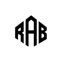 rab letter logo-ontwerp met veelhoekvorm. rab veelhoek en kubusvorm logo-ontwerp. rab zeshoek vector logo sjabloon witte en zwarte kleuren. rab monogram, business en onroerend goed logo.