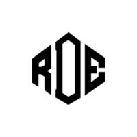 rde letter logo-ontwerp met veelhoekvorm. rde veelhoek en kubusvorm logo-ontwerp. rde zeshoek vector logo sjabloon witte en zwarte kleuren. rde-monogram, bedrijfs- en onroerendgoedlogo.