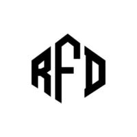rfd-letterlogo-ontwerp met veelhoekvorm. rfd veelhoek en kubusvorm logo-ontwerp. rfd zeshoek vector logo sjabloon witte en zwarte kleuren. rfd-monogram, bedrijfs- en onroerendgoedlogo.