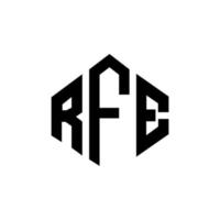 rfe letter logo-ontwerp met veelhoekvorm. rfe veelhoek en kubusvorm logo-ontwerp. rfe zeshoek vector logo sjabloon witte en zwarte kleuren. rfe-monogram, bedrijfs- en onroerendgoedlogo.