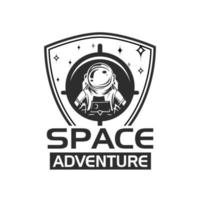 retro vintage ruimte-astronaut logo badge-ontwerp vector