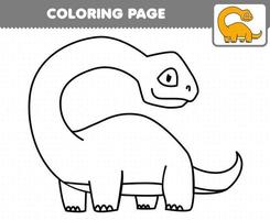 educatief spel voor kinderen kleurplaat cartoon prehistorische dinosaurus brontosaurus vector