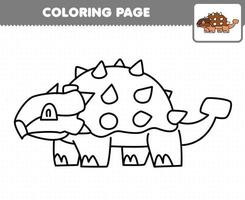 educatief spel voor kinderen kleurplaat cartoon prehistorische dinosaurus ankylosaurus vector