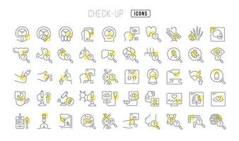 set van lineaire iconen van check-up vector