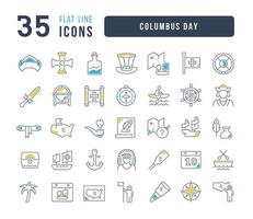 set van lineaire iconen van Columbus Day vector