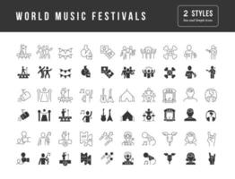 set van eenvoudige iconen van wereldmuziekfestivals vector