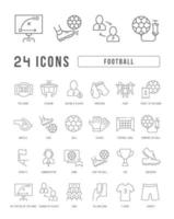 set van lineaire iconen van voetbal vector