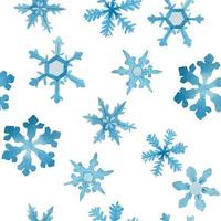 aquarel naadloze patroon met blauwe sneeuwvlokken op een witte achtergrond. nieuwjaar, kerstprint voor behang, inpakpapier. vector