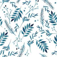 aquarel naadloos patroon met wintermotieven. blauwe takken en bladeren. eenvoudige print voor Kerstmis, Nieuwjaar. vector