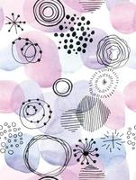 aquarel abstract patroon. naadloos patroon met verfvlekken, lijnen en punten. roze, blauw en paars. hand tekenen abstracte achtergrond vector