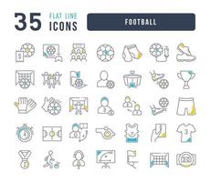 set van lineaire iconen van voetbal vector