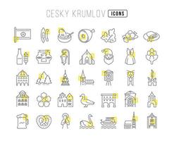 set van eenvoudige iconen van cesky krumlov vector