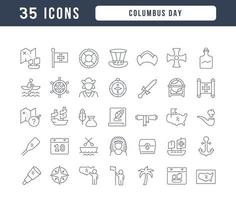 set van lineaire iconen van Columbus Day vector