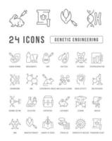 set van lineaire iconen van genetische manipulatie vector