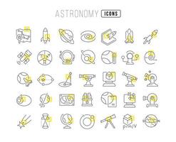 set van lineaire iconen van de astronomie vector