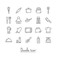 doodle keuken iconen set