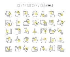 set van lineaire iconen van schoonmaakservice vector