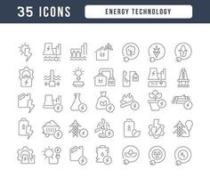 set van lineaire iconen van energietechnologie vector
