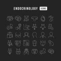 set van lineaire iconen van endocrinologie vector