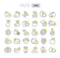 set van lineaire iconen van fruit vector