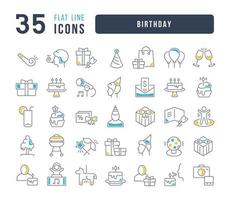 set van lineaire iconen van verjaardag vector