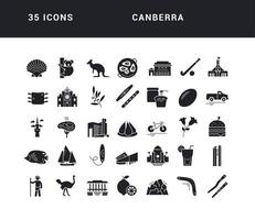 set van eenvoudige iconen van canberra vector