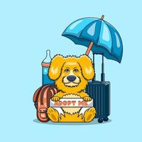 schattige hond met een huisdier bericht cartoon icoon illustratie vector