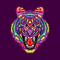 kleurrijke boze tijger hoofd pop art portret vector