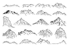 bergen illustraties in kunst inkt stijl vector