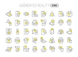 set lineaire iconen van augmented reality vector