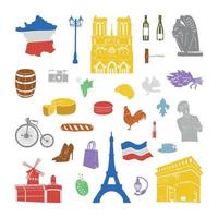 set van Parijse associatieve illustraties