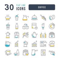 set van lineaire iconen van koffie vector