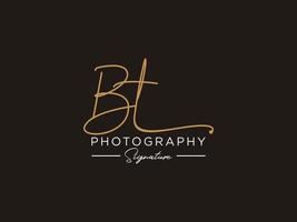 brief bt handtekening logo sjabloon vector