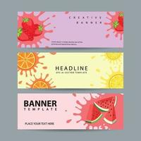 zomer banners vruchten horizontale kleurrijke splash vectorillustratie vector