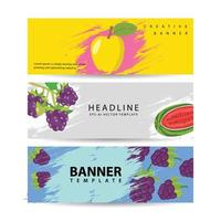 tropische fruittuin en oogst banner.banner set vectorillustratie vector