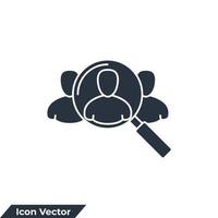 onderwijs pictogram logo vectorillustratie. vergrootglas met menselijke symboolsjabloon voor grafische en webdesigncollectie vector