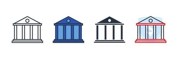 bank gebouw pictogram logo vectorillustratie. banksymboolsjabloon voor grafische en webdesigncollectie vector
