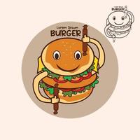 hamburger lago vector tekenfilm, cartoon karakter pictogram ontwerp